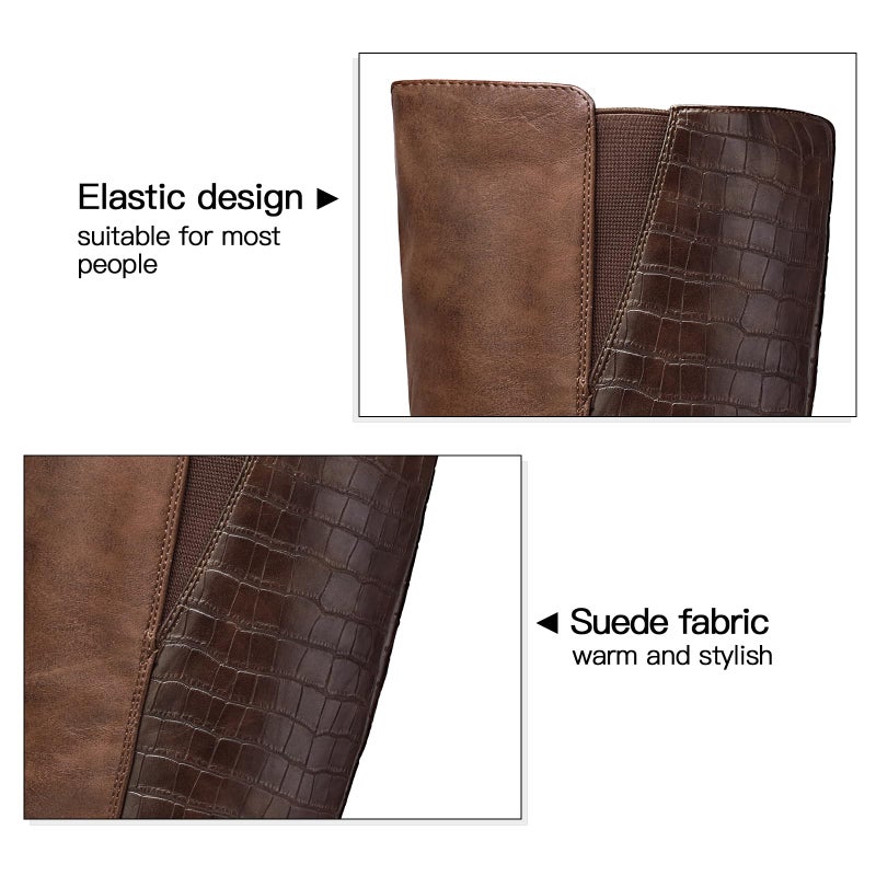mysoft Women's Knee High Boots Chunky Heel Boots with Zipper - Image 3